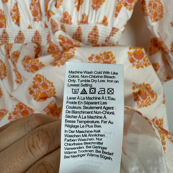 J.Crew Smock Waist Mini Dress in Gathered Floral Print White Orange Small - Picture 11 of 12